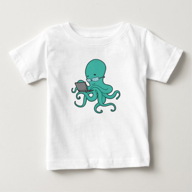 Octopus Laptop Baby T-shirt (Vorderseite)