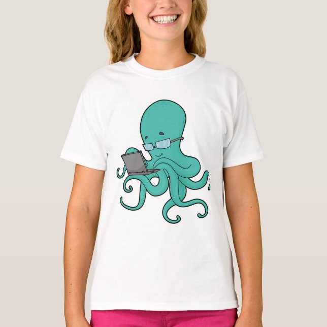 Octopus Laptop T-Shirt (Vorderseite)