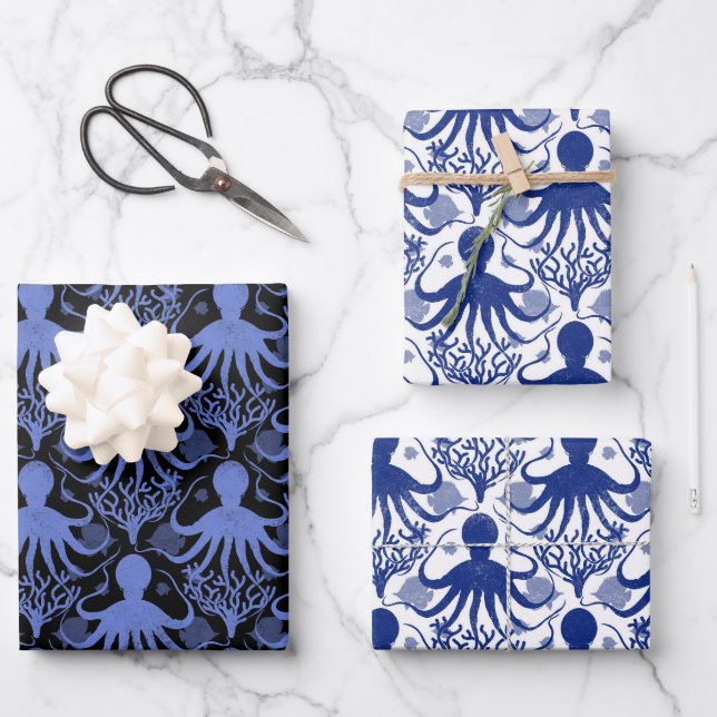 Octopus (light and dark background) geschenkpapier set (Vorderseite)