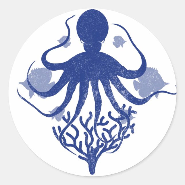 Octopus (light background) runder aufkleber (Vorderseite)