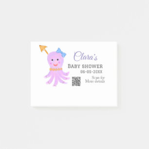 Octopus lila blaue Wasserfarbe Babydusche Seani Post-it Klebezettel