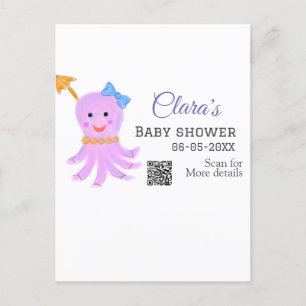 Octopus lila blaue Wasserfarbe Babydusche Seani Postkarte