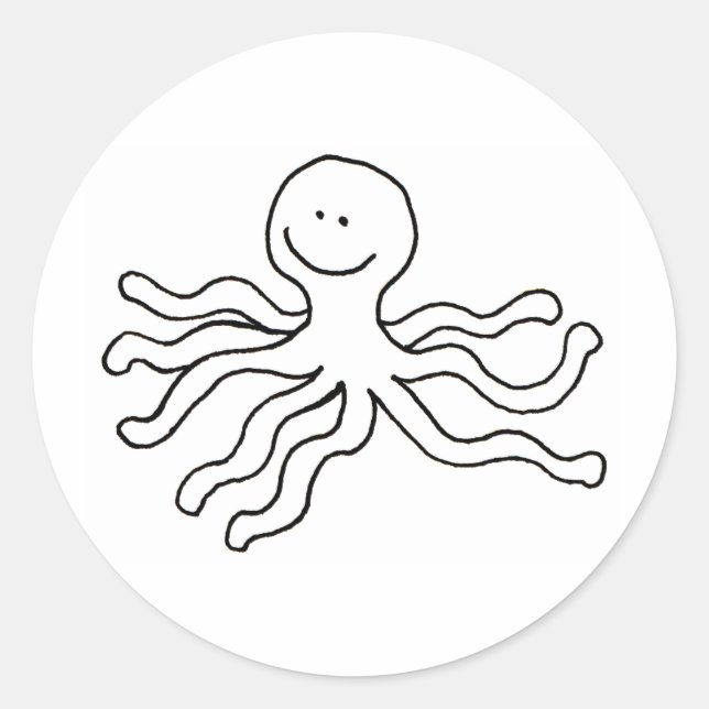 Octopus - lustige Linie zeichnend Logo-Design für  Runder Aufkleber (Vorderseite)