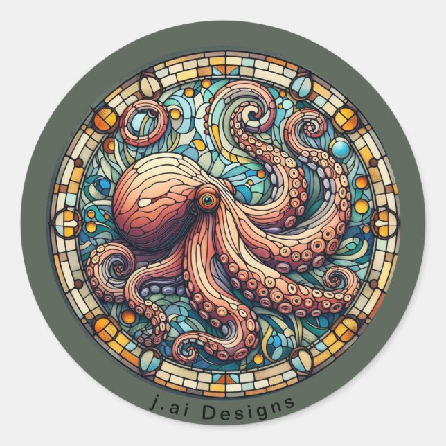Octopus Medallion Runder Aufkleber (Vorderseite)