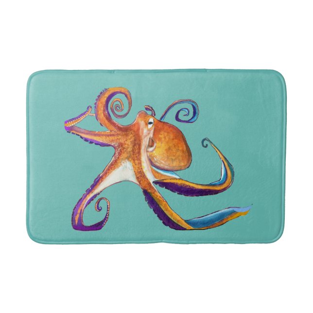 Octopus Meereswelt Aquarellkunst Badematte (Vorderseite)
