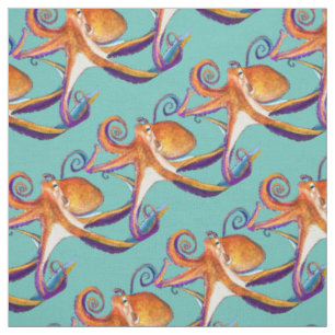 Octopus Meereswelt Aquarellkunst Stoff