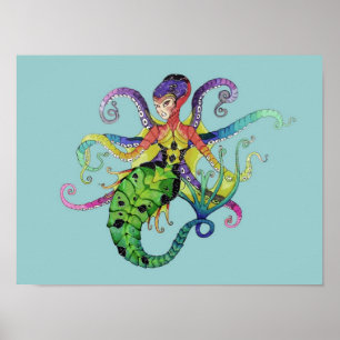 Octopus Mermaid Poster