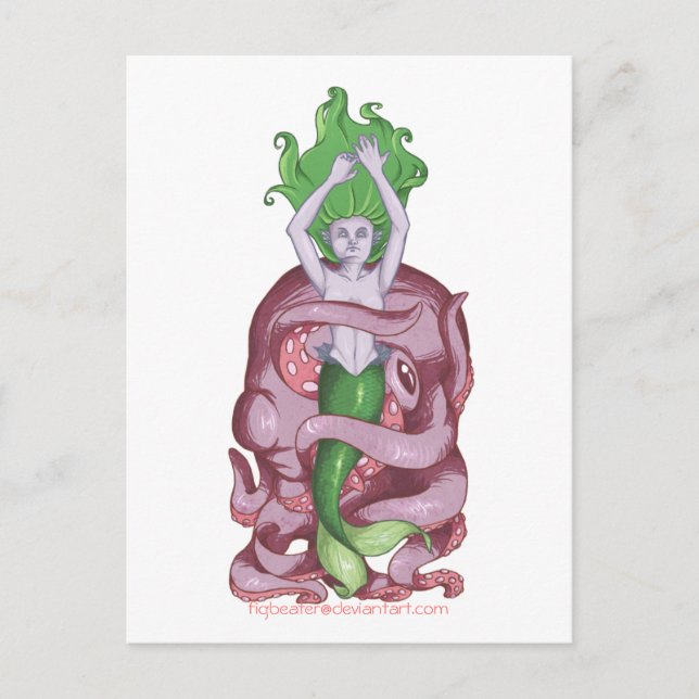 Octopus Mermaid Postkarte (Vorderseite)