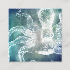 Octopus Mitternacht Blau Aquamarine Wasserfarbe Vi Quadratische Visitenkarte