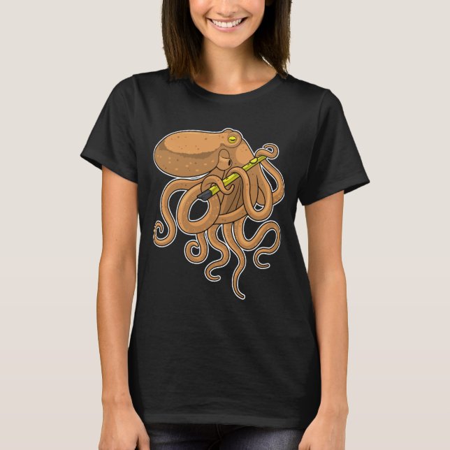 Octopus Musician Flute Music T-Shirt (Vorderseite)