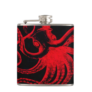 Octopus Nautical Steampunk Vintag Kraken Monster Flachmann