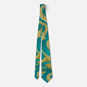 Octopus Neck Tie - Gold Torquoise Krawatte