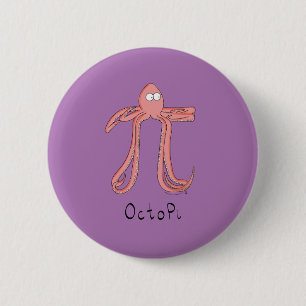Octopus Niedlich Mathematik Pi Day Button Button