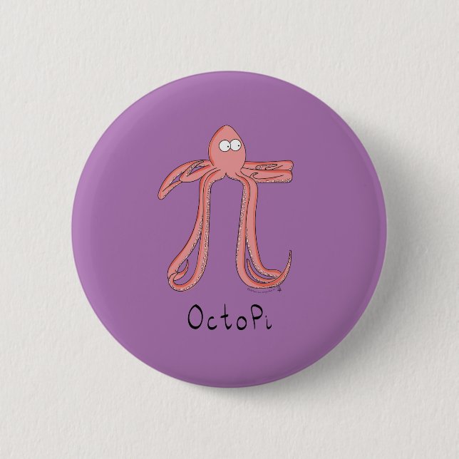 Octopus Niedlich Mathematik Pi Day Button Button (Vorderseite)
