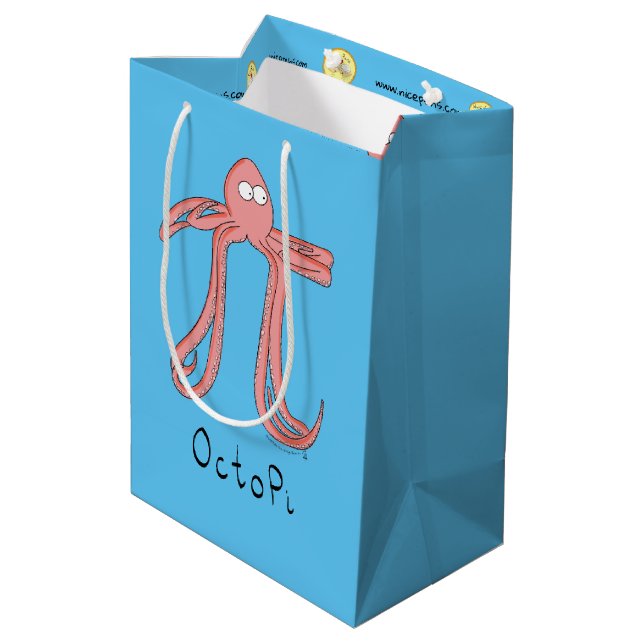 Octopus Niedlich Mathematik Pi Day Party Geschenkt Mittlere Geschenktüte (Rückseite Schrägansicht)