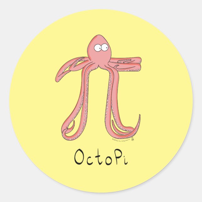 Octopus Niedlich Mathematik Pi Day Stickers (Vorderseite)