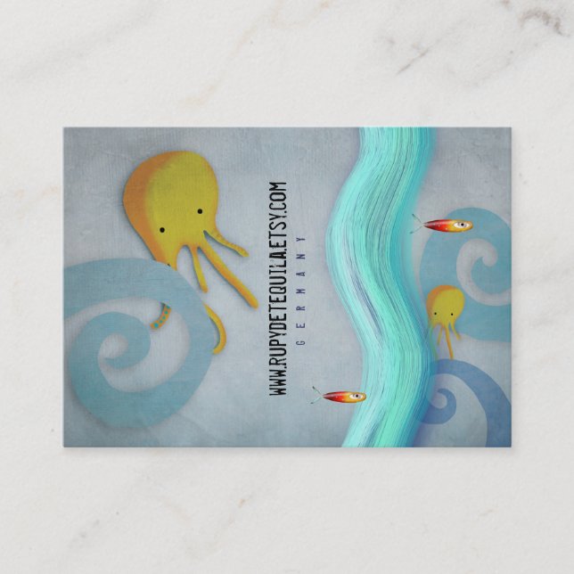 Octopus Ocean Wave Mute Business Card Visitenkarte (Vorderseite)