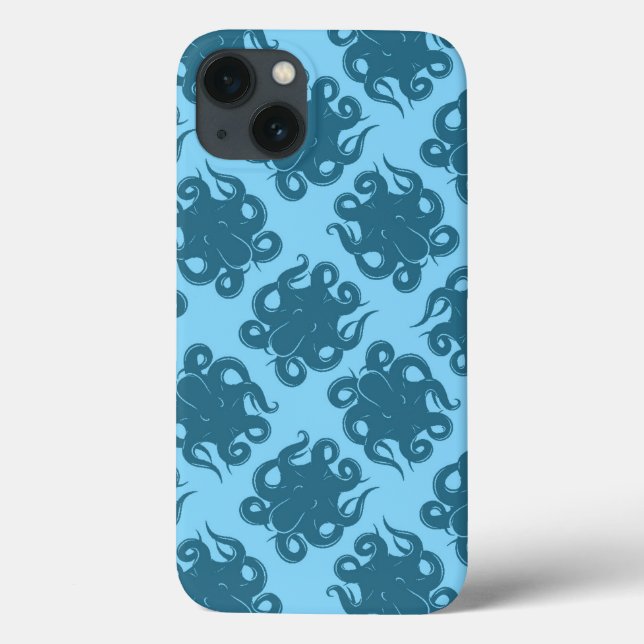 Octopus On Blue Pattern Case-Mate iPhone Hülle (Rückseite)