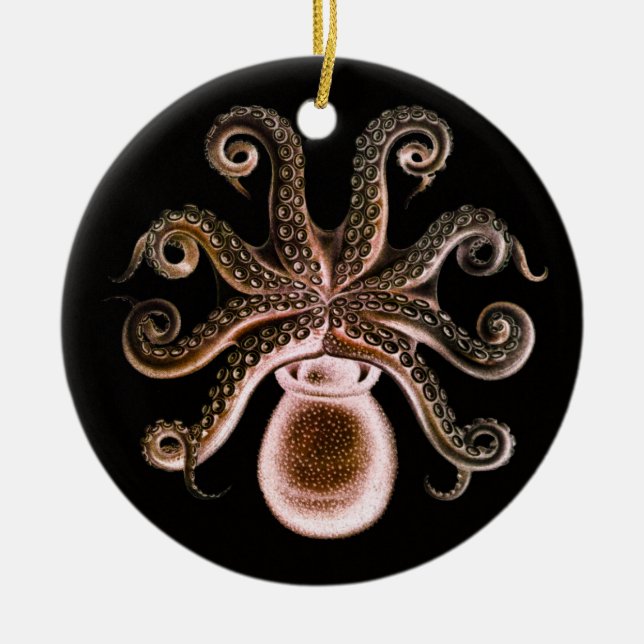 Octopus One - Red Keramik Ornament (Vorne)