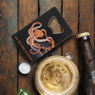 Octopus Orange Mandal Blue Geldbeutel Flaschenöffner
