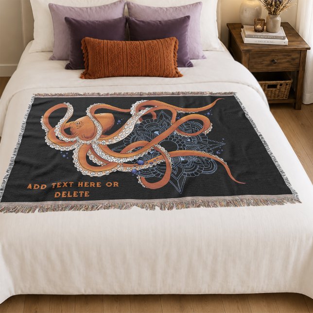 Octopus Orange Mandala Blue Decke (Von Creator hochgeladen)