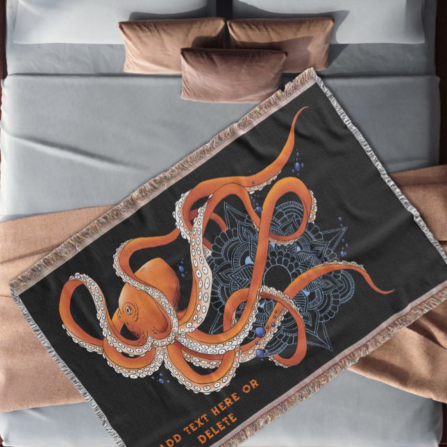 Octopus Orange Mandala Blue Decke (Von Creator hochgeladen)