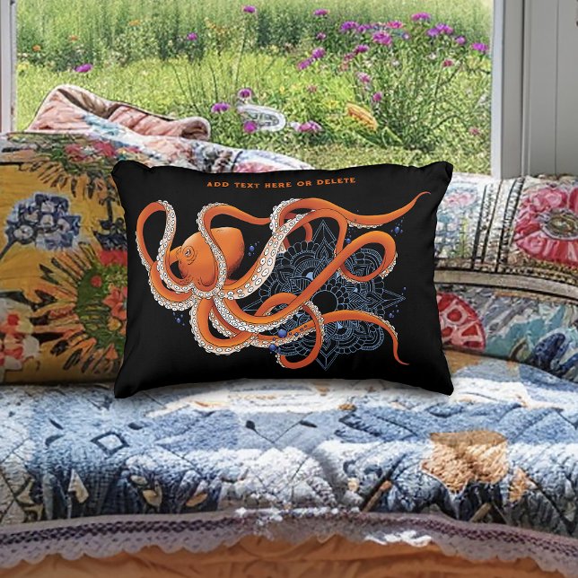 Octopus Orange Mandala Blue Dekokissen (Von Creator hochgeladen)