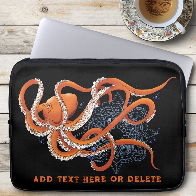 Octopus Orange Mandala Blue Laptopschutzhülle (Von Creator hochgeladen)