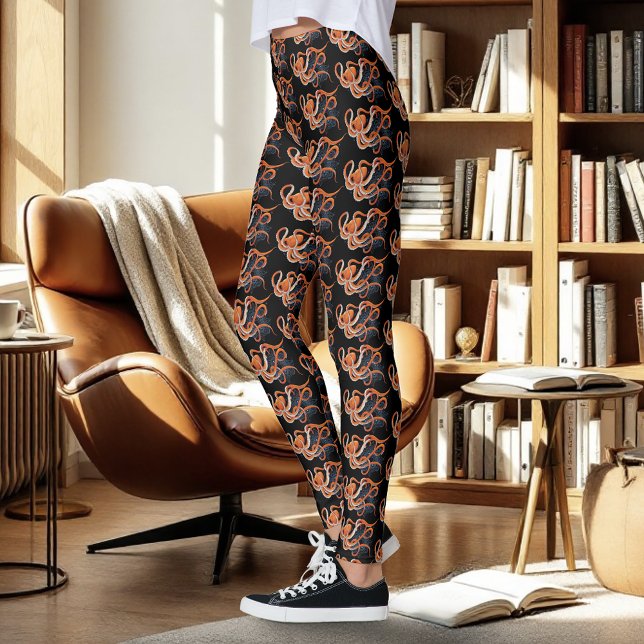 Octopus Orange Mandala Blue Leggings (Von Creator hochgeladen)