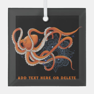 Octopus Orange Mandala Blue Ornament Aus Glas