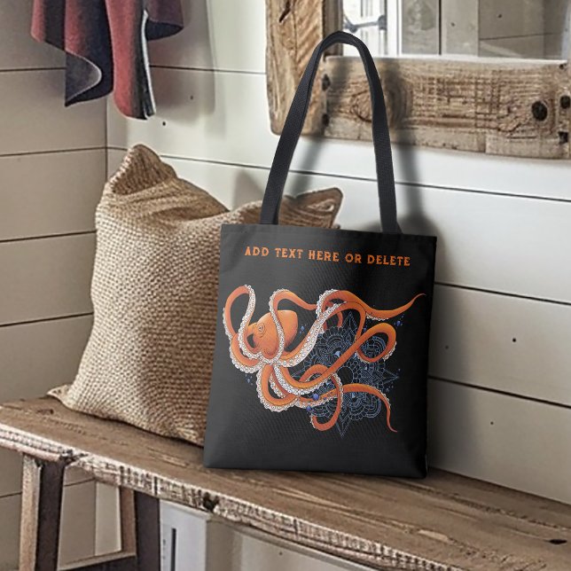 Octopus Orange Mandala Blue Tasche (Von Creator hochgeladen)