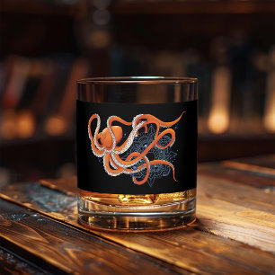 Octopus Orange Mandalla Blue Whiskyglas