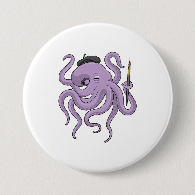 Octopus Painter Pinsel Button (Vorderseite)