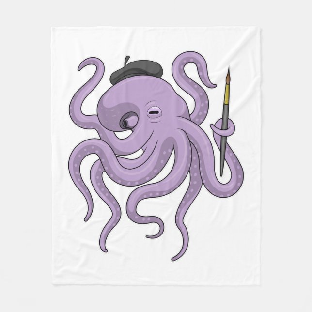 Octopus Painter Pinsel Fleecedecke (Vorderseite)