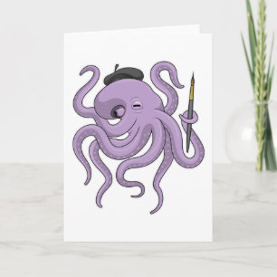 Octopus Painter Pinsel Karte