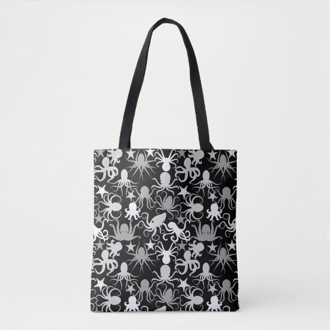 Octopus Pattern.b Black BG Tasche (Vorderseite)
