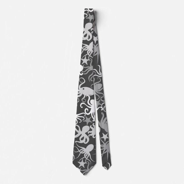 Octopus Pattern.b D Gray BG Krawatte (Vorderseite)