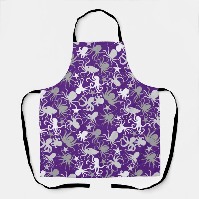 Octopus Pattern.b D Lila BG Schürze (Vorderseite)