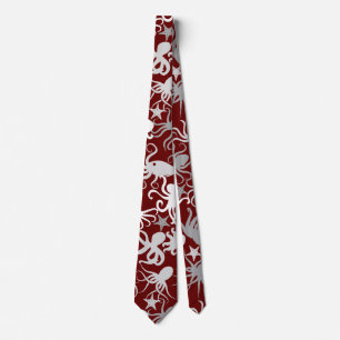 Octopus Pattern.b D Red BG Krawatte