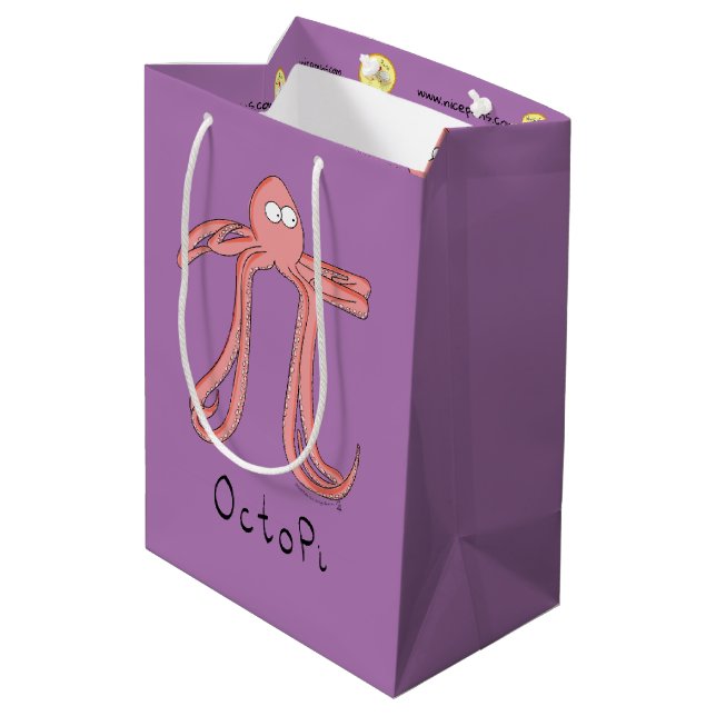 Octopus Pi Symbol Math Lehrer Funny Mittlere Geschenktüte (Rückseite Schrägansicht)