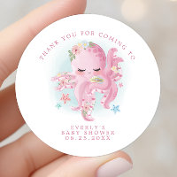Octopus Pink Watercolor Girl Babydusche Danke