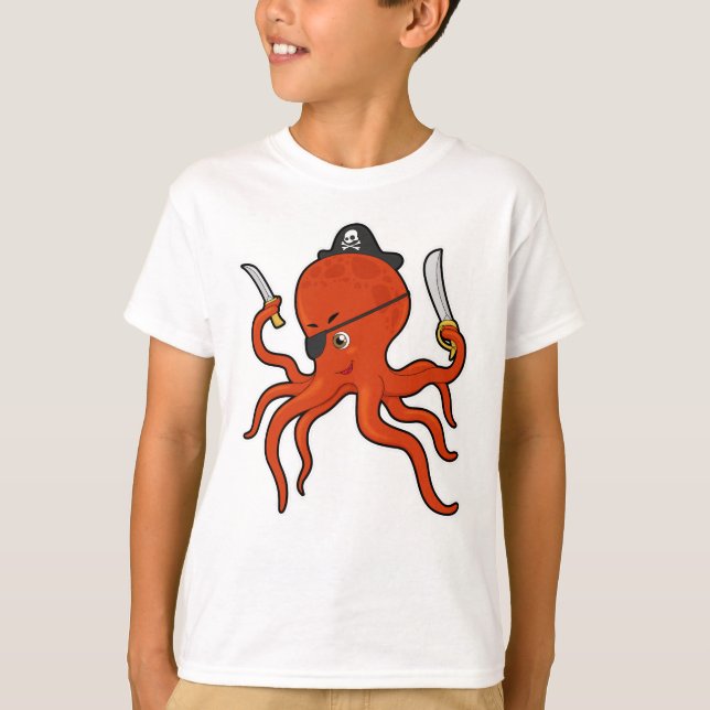 Octopus Pirate Sword T-Shirt (Vorderseite)