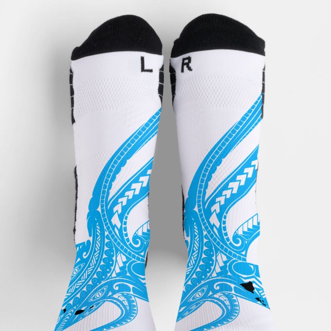 OCTOPUS POLYNESIAN TRIBAL HAWAII INSELN LtBlue Socken (Oben)