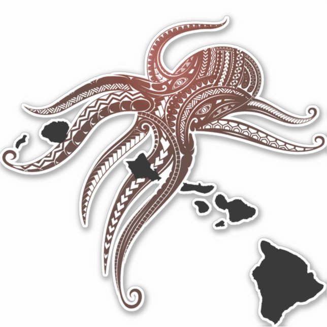 OCTOPUS POLYNESIAN TRIBAL HAWAII ISLANDS AUFKLEBER (Vorderseite)