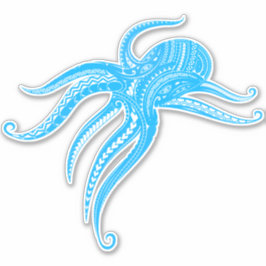OCTOPUS POLYNESIAN TRIBAL LtBlue Aufkleber