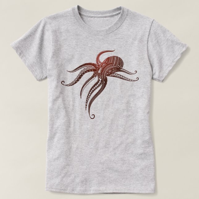 OCTOPUS POLYNESIAN TRIBAL T-Shirt (Design vorne)