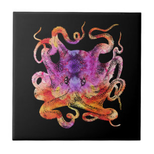 Octopus Retro Gefärbte Krawatte Farbiger Regenbog Fliese