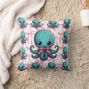Octopus Ribbon Print Kissen