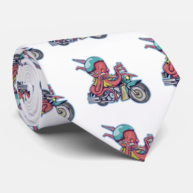 Octopus Riding a Motorcycle Krawatte (Gerollt)