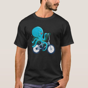 Octopus Riding Bicycle Octopus on Bicysea Anim T-Shirt